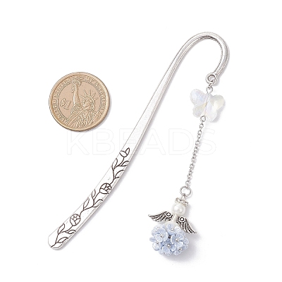 Tibetan Silver Alloy Hook Bookmark AJEW-JK00401-01-1