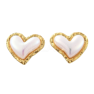 201 Stainless Steel Heart Stud Earrings EJEW-P304-03G-1