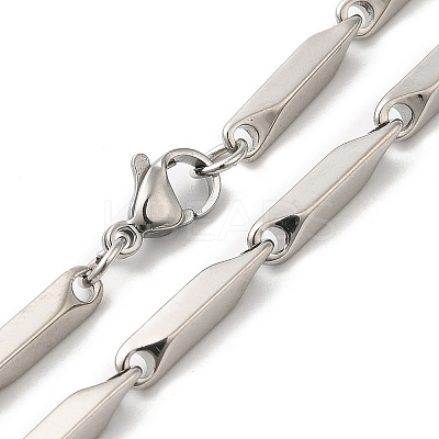 Non-Tarnish 201 Stainless Steel Rectangle Bar Link Chain Necklace NJEW-Q316-01B-P-1