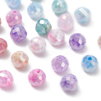 6 Colors Opaque Baking Paint Crackle Glass Beads Strands EGLA-YW0001-21-1
