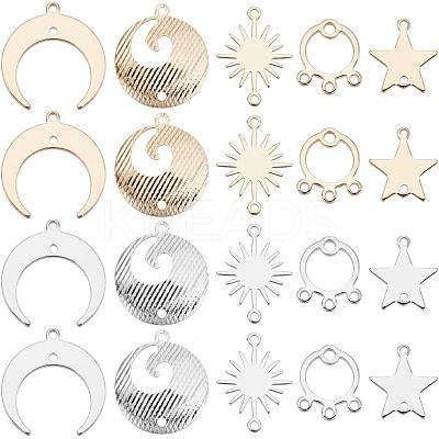 40Pcs 5 Style Brass Link Connectors KK-FH0002-21-1