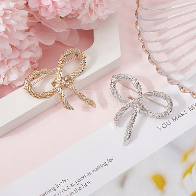 2Pcs 2 Colors Bowknot Alloy Brooches JEWB-GF0001-40-1