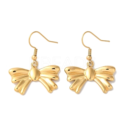 Bowknot Ion Plating(IP) 304 Stainless Steel Dangle Earrings for Women EJEW-L287-010G-1