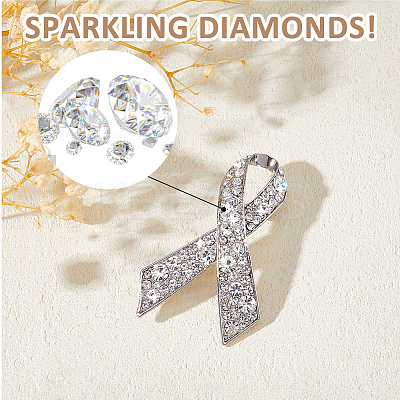 2Pcs Awareness Ribbon Alloy Rhinestone Brooches for for Backpack Clothes JEWB-FH0002-19P-1
