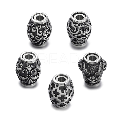 Mixed Shapes Retro Carve 304 Stainless Steel Magnetic Clasps with Glue-in Ends STAS-E108-44M-1