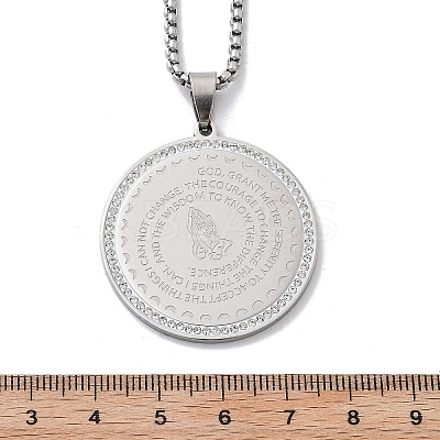 201 Stainless Steel Rhinestone Pendant Necklaces for Women NJEW-U021-05P-1