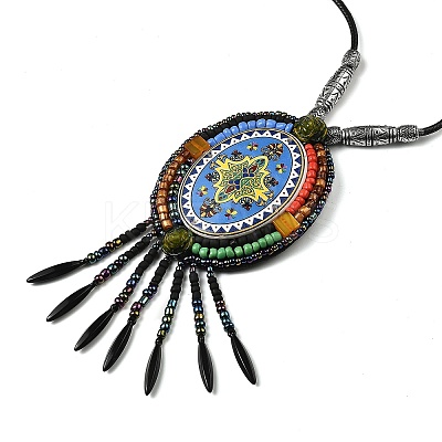 Retro Style Glass & Acrylic & CCB Beads Pendant Necklaces NJEW-Q349-02B-1