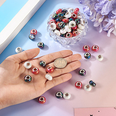 150Pcs Opaque Resin European Beads RESI-TA0004-72B-1