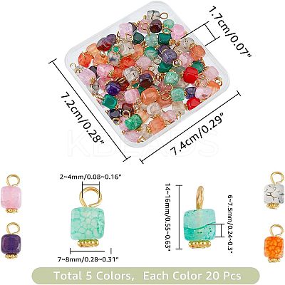 100Pcs 5 Colors Natural Agate Pendants FIND-FH0005-15-1