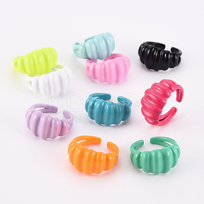 Spray Painted Brass Cuff Rings RJEW-S045-101-NR-1