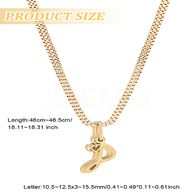 1pc Brass Chain & 304 Stainless Steel Letter Pendant Necklaces NJEW-LP0001-40P-G-1