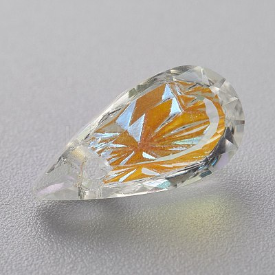 Embossed Glass Rhinestone Pendants GLAA-J101-06A-001SI-1