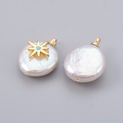 Natural Cultured Freshwater Pearl Pendants PEAR-F008-14G-1