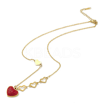 Ion Plating(IP) Rhinestone Heart Pendant Necklace NJEW-M199-03G-1