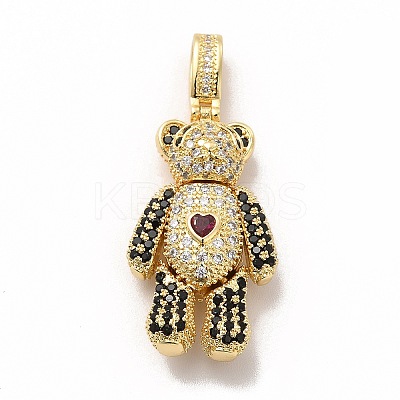 Rack Plating Brass Micro Pave Cubic Zirconia Pendants KK-G456-14G-1