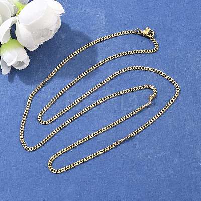Unisex PVD Vacuum Plating 304 Stainless Steel Curb Chain/Twisted Chain Necklaces STAS-D0002-34G-1