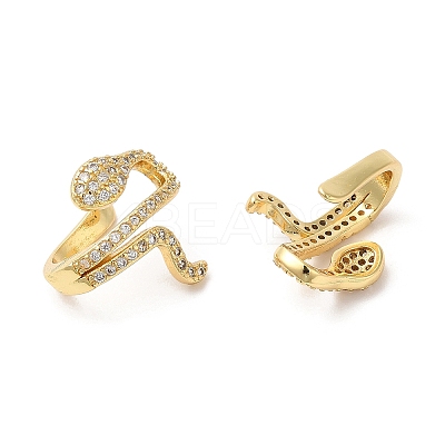 Rack Plating Brass Snake Cuff Earrings with Cubic Zirconia EJEW-D061-61G-1