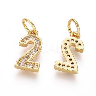 Brass Micro Pave Clear Cubic Zirconia Charms ZIRC-L092-02-G-1