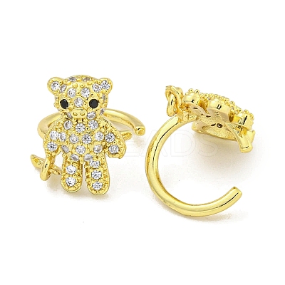 Brass Micro Pave Clear Cubic Zirconia Cuff Earrings EJEW-C104-072G-1