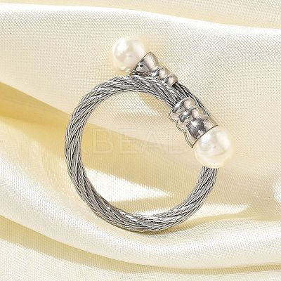 304 Stainless Steel Open Cuff Rings for Women RJEW-F173-04P-1