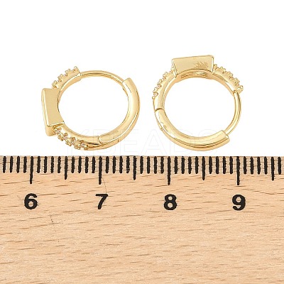 Rectangle Brass Micro Pave Clear Cubic Zirconia Hoop Earrings EJEW-D348-05G-1
