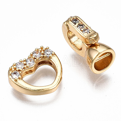 Brass Micro Pave Clear Cubic Zirconia Fold Over Clasps KK-T063-62G-NF-1