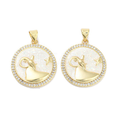 Brass Micro Pave Clear Cubic Zirconia Pendants KK-L213-010G-05-1