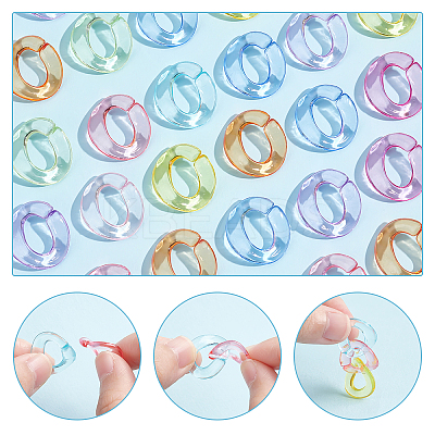 240Pcs 8 Colors Transparent Acrylic Linking Rings MACR-PH0001-46-1