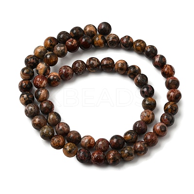 Round Natural Leopard Skin Jasper Bead Strands G-L419-44-1