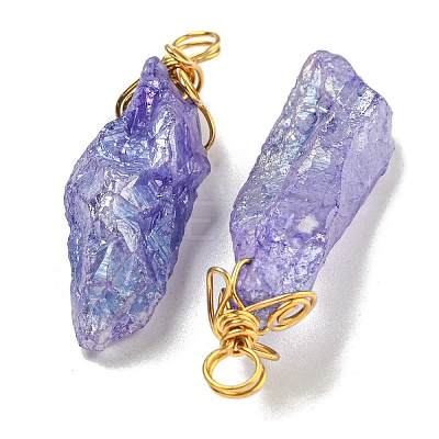 Electroplated Raw Rough Natural Quartz Crystal Big Pendants G-A229-02G-06-1