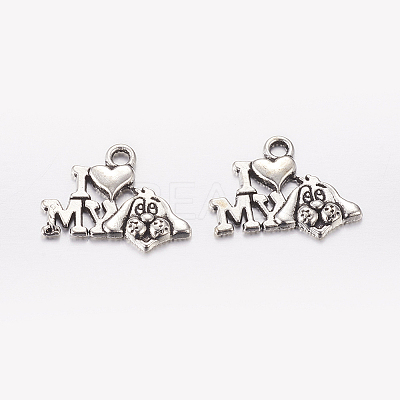 Tibetan Style Alloy Puppy Pendants LS-TIBEP-0399-S-FF-1