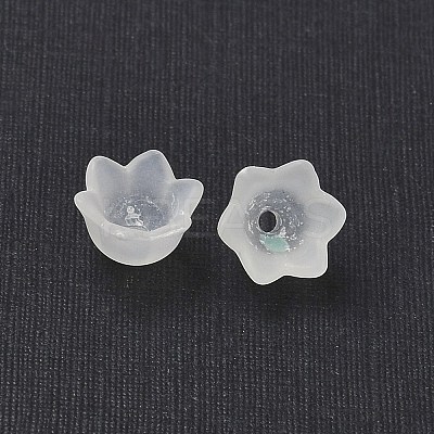 Chunky Clear Transparent Frosted Tulip Flower Acrylic Bead Caps X-PL543-1-1