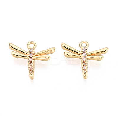Brass Micro Pave Clear Cubic Zirconia Pendants KK-T077-44G-1