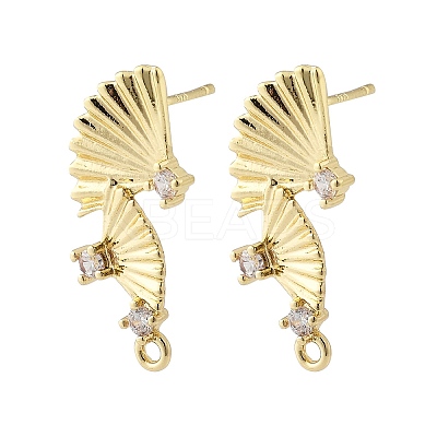 Brass Micro Pave Cubic Zirconia Stud Earring Findings LS-KK-K371-44G-1