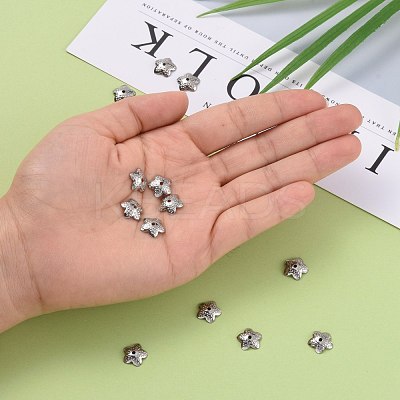 Tarnish Resistant 5-Petal 304 Stainless Steel Flower Bead Caps STAS-E083-03P-1