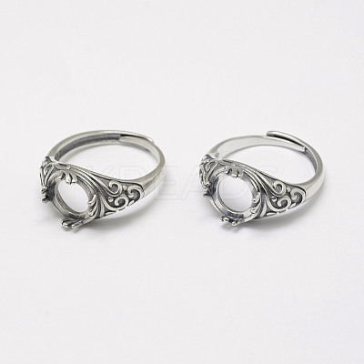 Adjustable Thailand 925 Sterling Silver Solitaire Ring Settings STER-P033-31AS-1