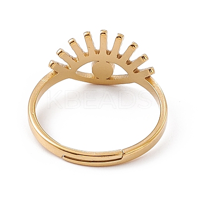 Ion Plating(IP) 201 Stainless Steel Evil Eye Adjustable Ring for Women LS-RJEW-K238-13G-1