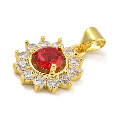 Flower Rack Plating Brass Micro Pave Cubic Zirconia Pendants KK-G513-92G-1