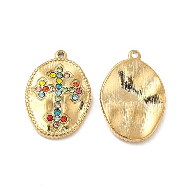 PVD Vacuum Plating 201 Stainless Steel with Rhinestone Pendants STAS-J401-VC996-1