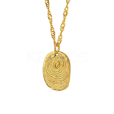 304 Stainless Steel Textured Oval Pendant Necklaces QQ8734-1-1