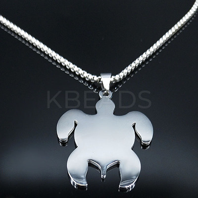 304 Stainless Steel Enamel Turtle with Black Sun Pattern Pendant Necklaces for Men FS-WGFBC27-01-1