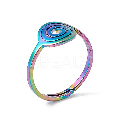 Ion Plating(IP) 201 Stainless Steel Vortex Adjustable Ring for Women RJEW-C045-07M-1