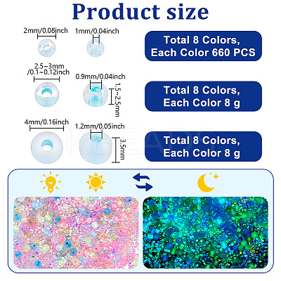 24 Styles Luminous Glass Seed Beads SEED-PH0001-72-1