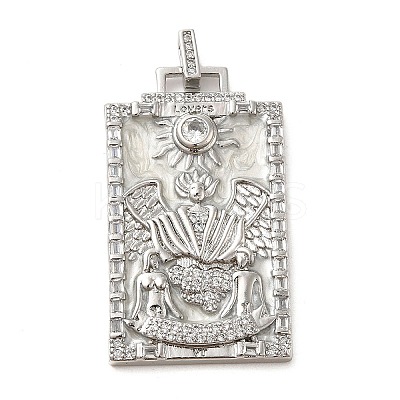 Brass Micro Pave Cubic Zirconia Pendants with Enamel KK-H458-01P-21-1