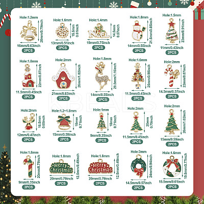 40Pcs 20 Style Christmas Rack Plating Alloy Enamel Pendants ENAM-TA0001-54-1