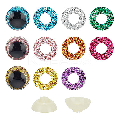 32 Sets 8 Colors Glitter Plastic Craft Doll Eyes KY-HY0001-13B-1