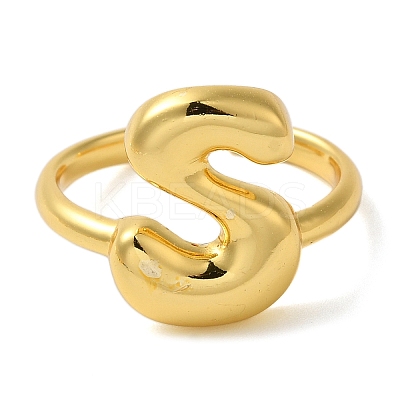 Initials Brass Open Cuff Ring for Women RJEW-N046-02S-G-1