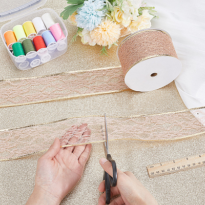 Polyester Glitter Lace Trim OCOR-WH0109-007-1
