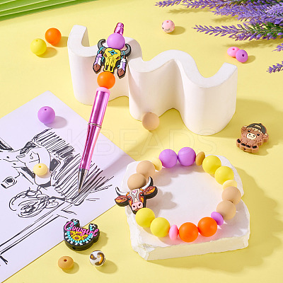 101Pcs Cattle Theme Silicone Focal Beads SIL-TA0002-60-1