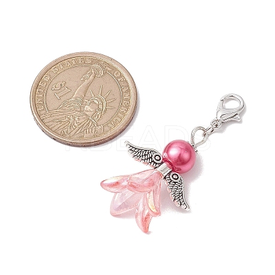 8Pcs 8 Colors Wedding Season Angel Glass Pearl & Acrylic Pendant Decorations HJEW-JM01919-1
